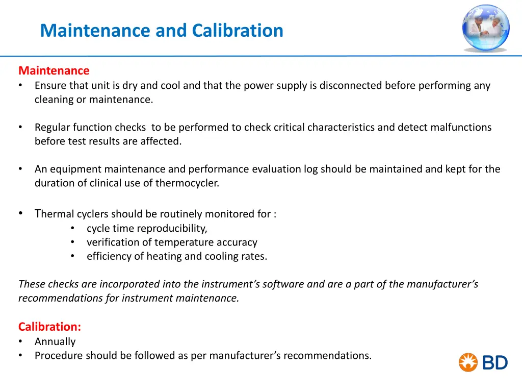 maintenance and calibration