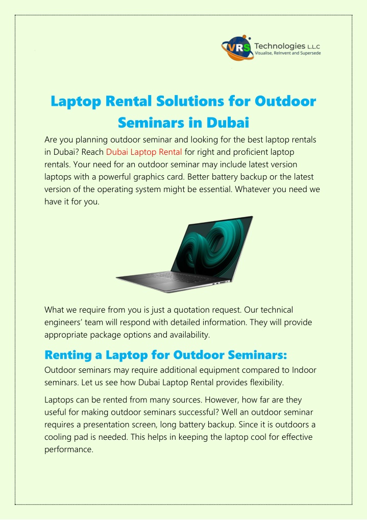 laptop rental solutions for outdoor seminars