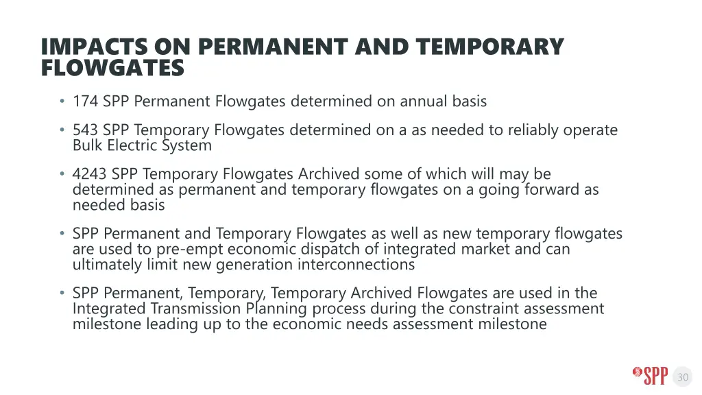 impacts on permanent and temporary flowgates