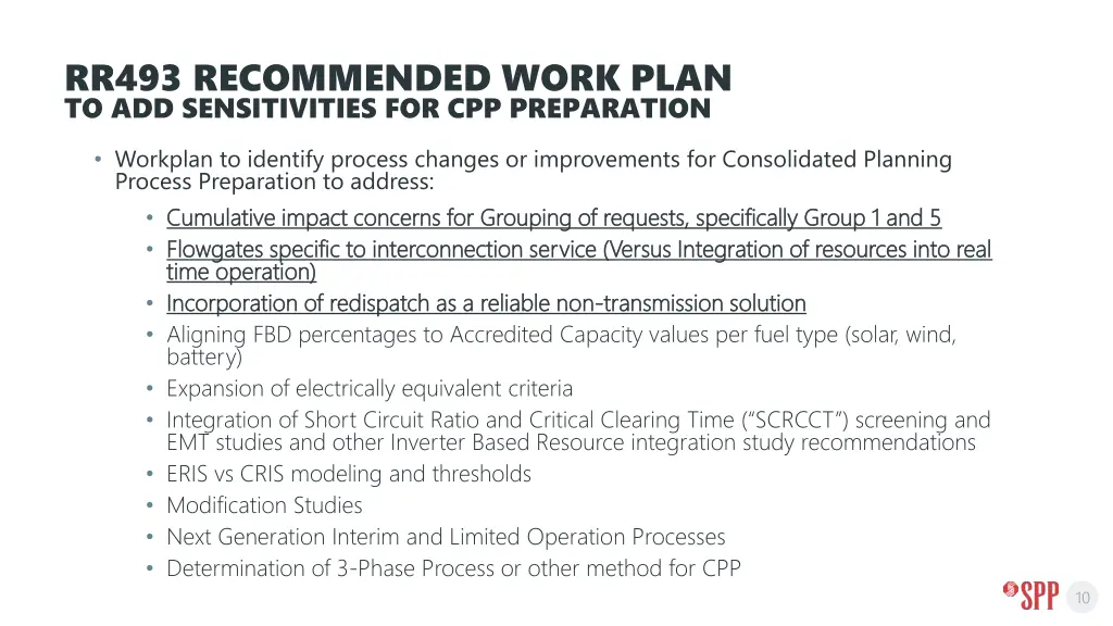 rr493 recommended work plan to add sensitivities