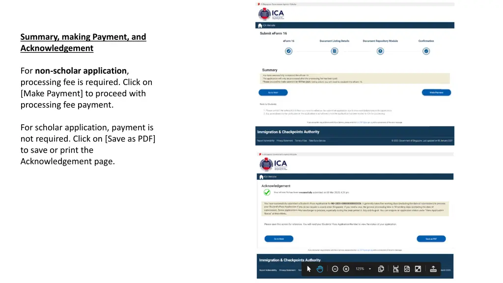 summary making payment and acknowledgement