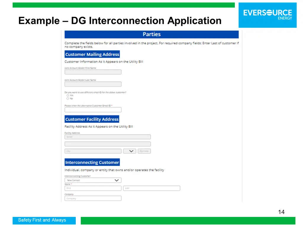 example dg interconnection application