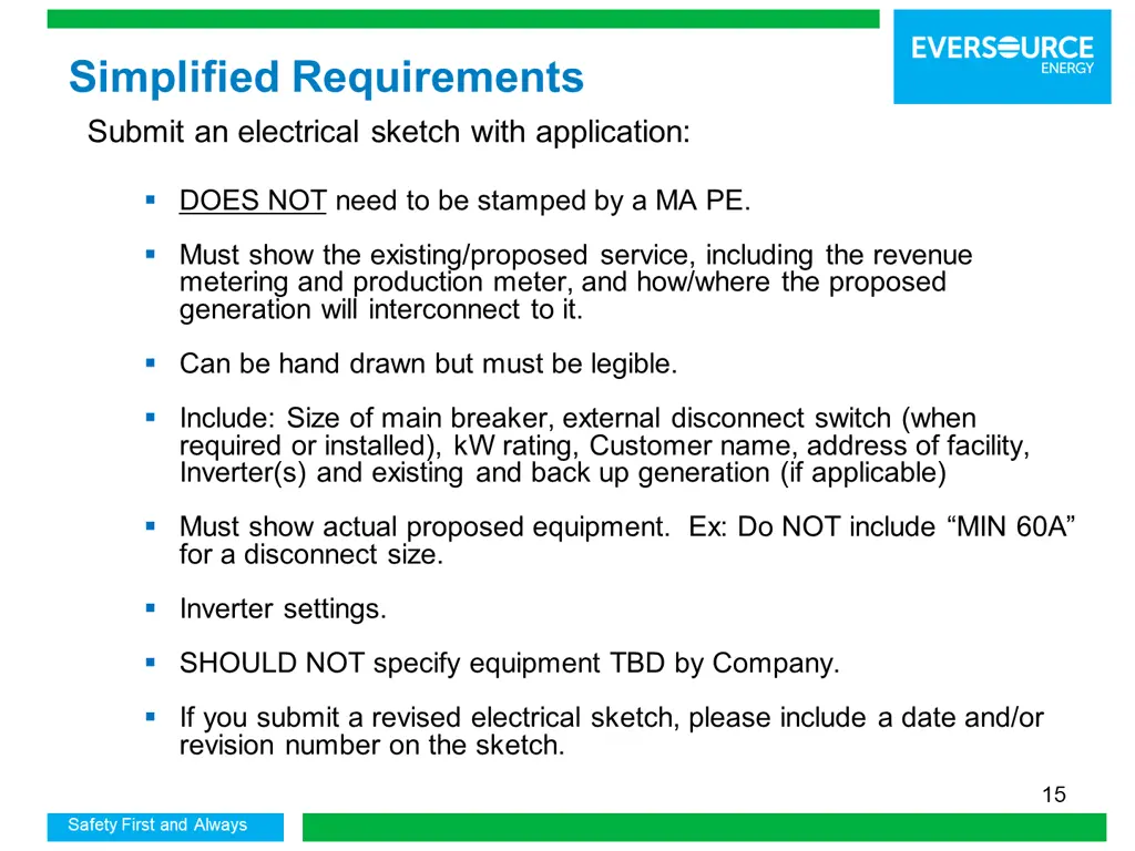 simplified requirements submit an electrical