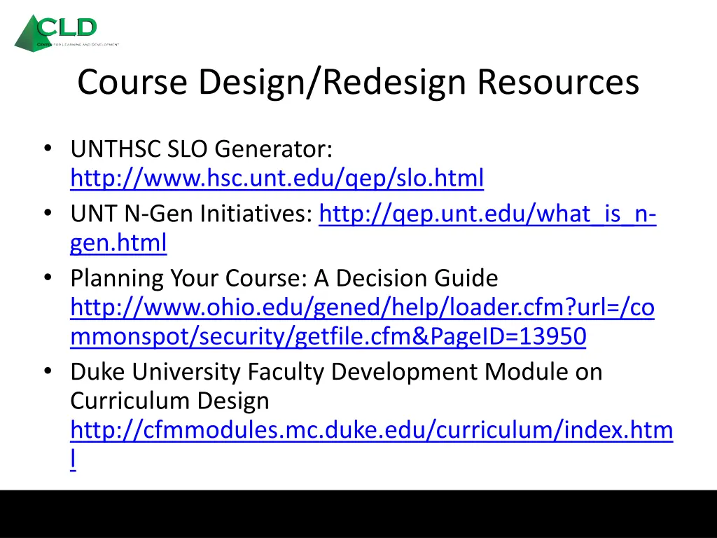 course design redesign resources