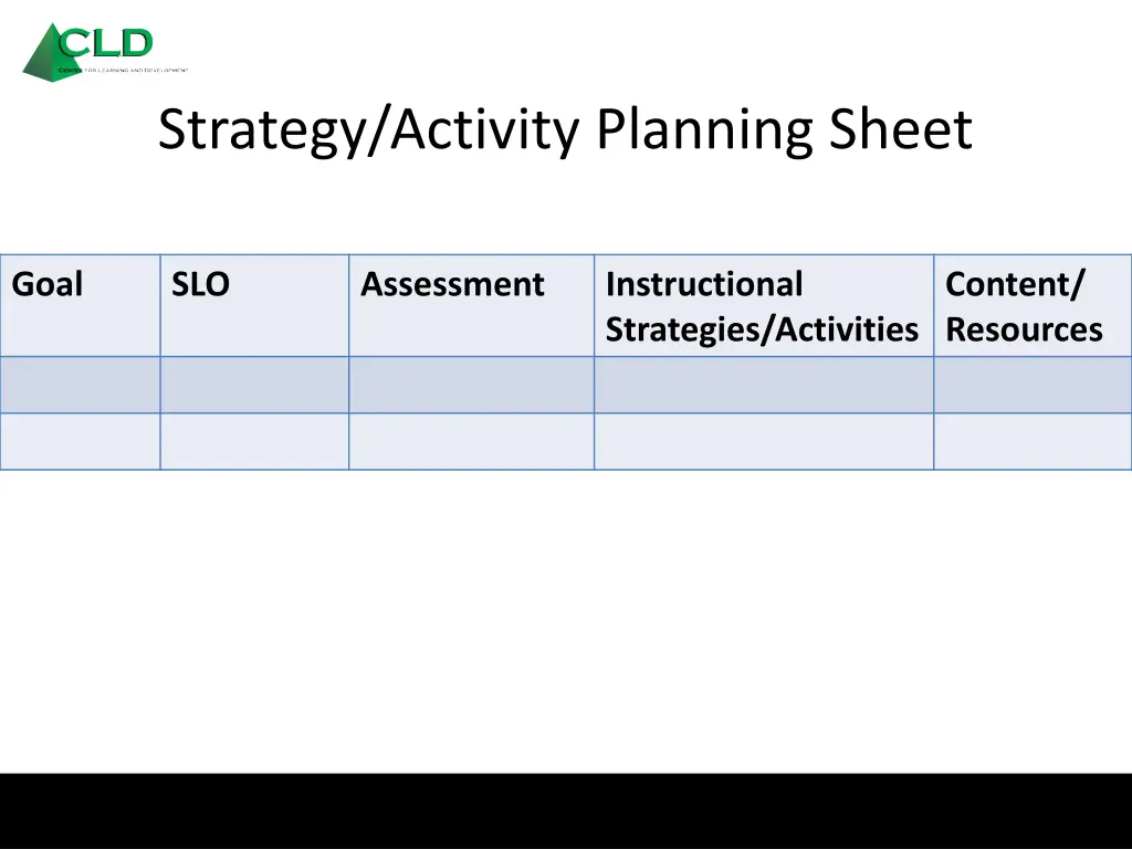 strategy activity planning sheet 1