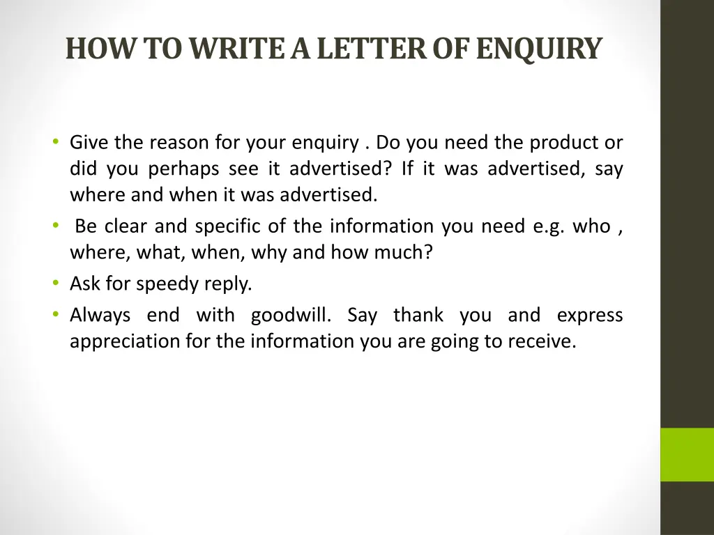 how to write a letter of enquiry