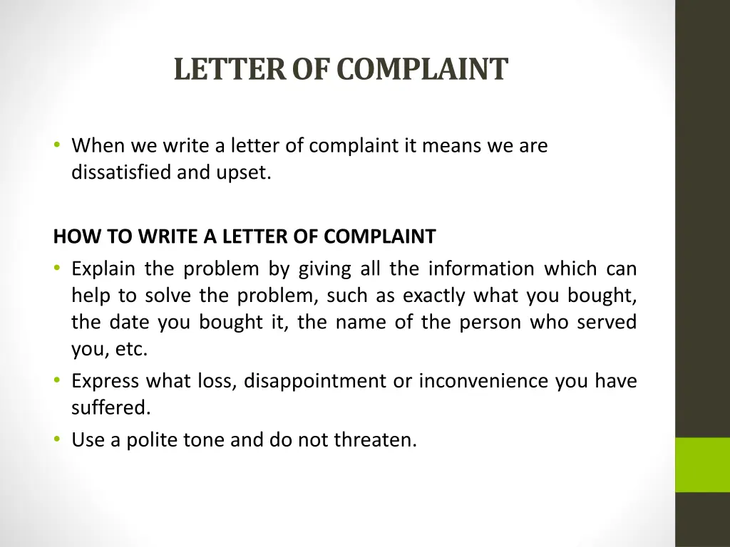 letter of complaint