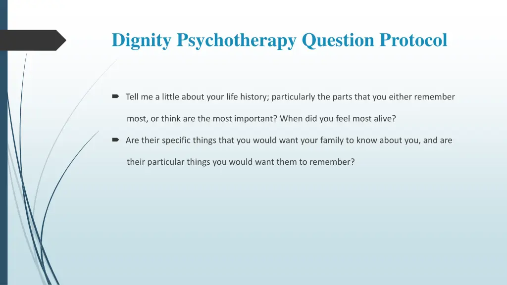 dignity psychotherapy question protocol