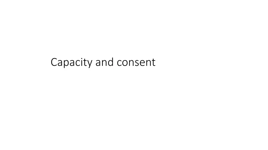 capacity and consent