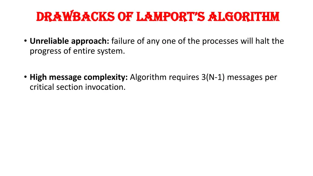 drawbacks of lamport s algorithm drawbacks