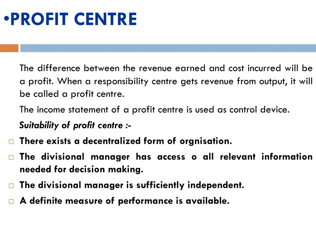 profit centre