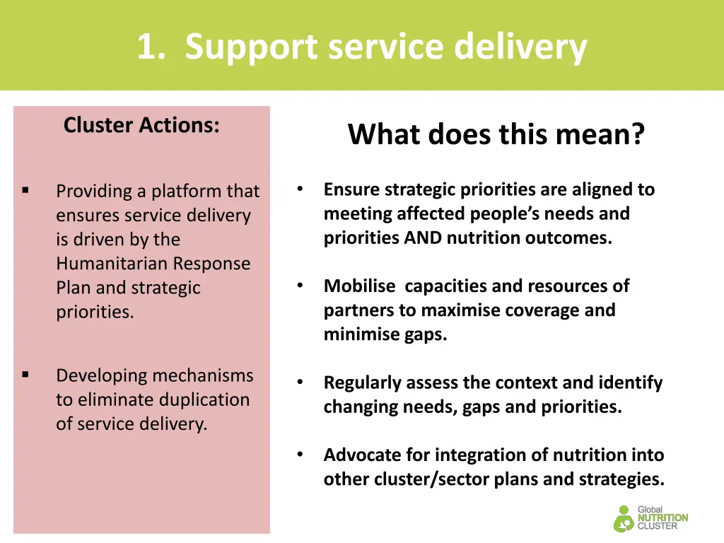 1 support service delivery