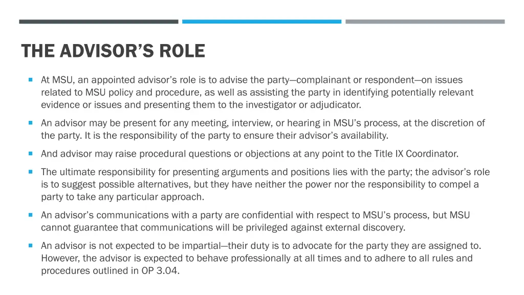 the advisor s role