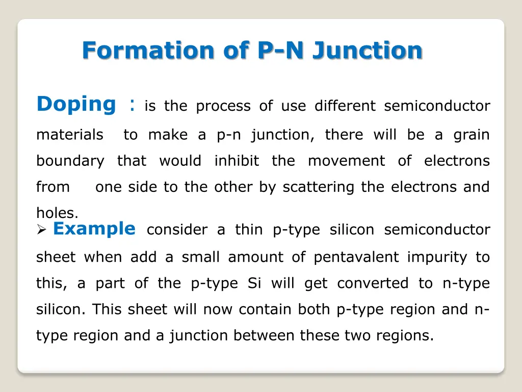 formation of p n junction