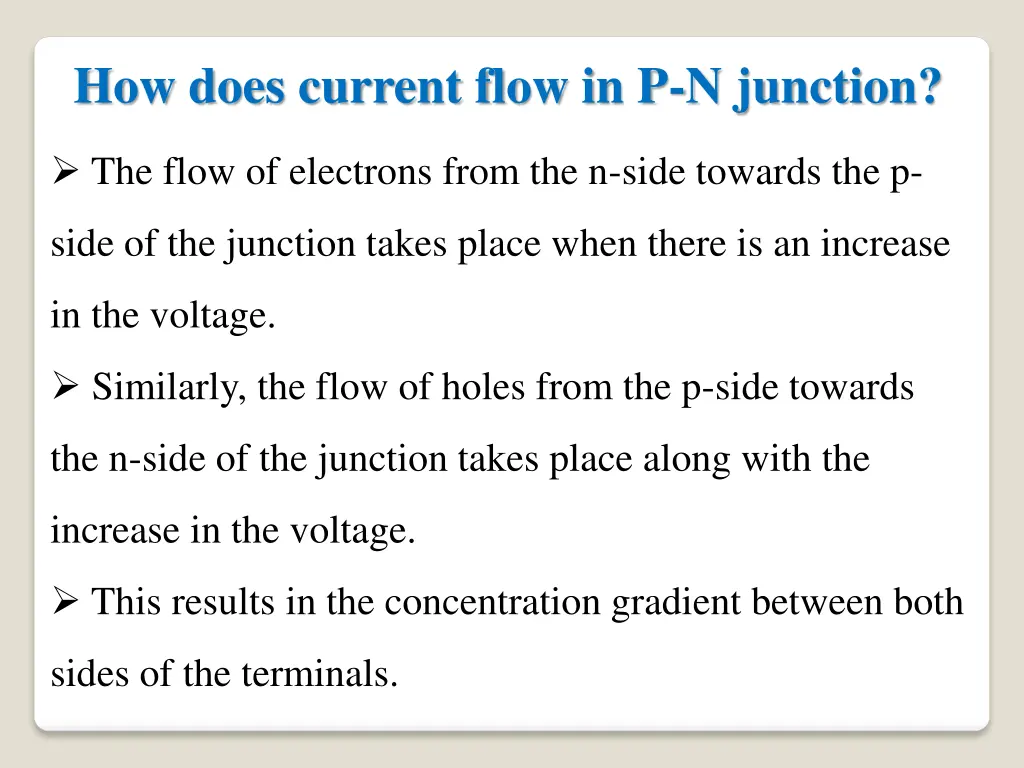 how does current flow in p n junction