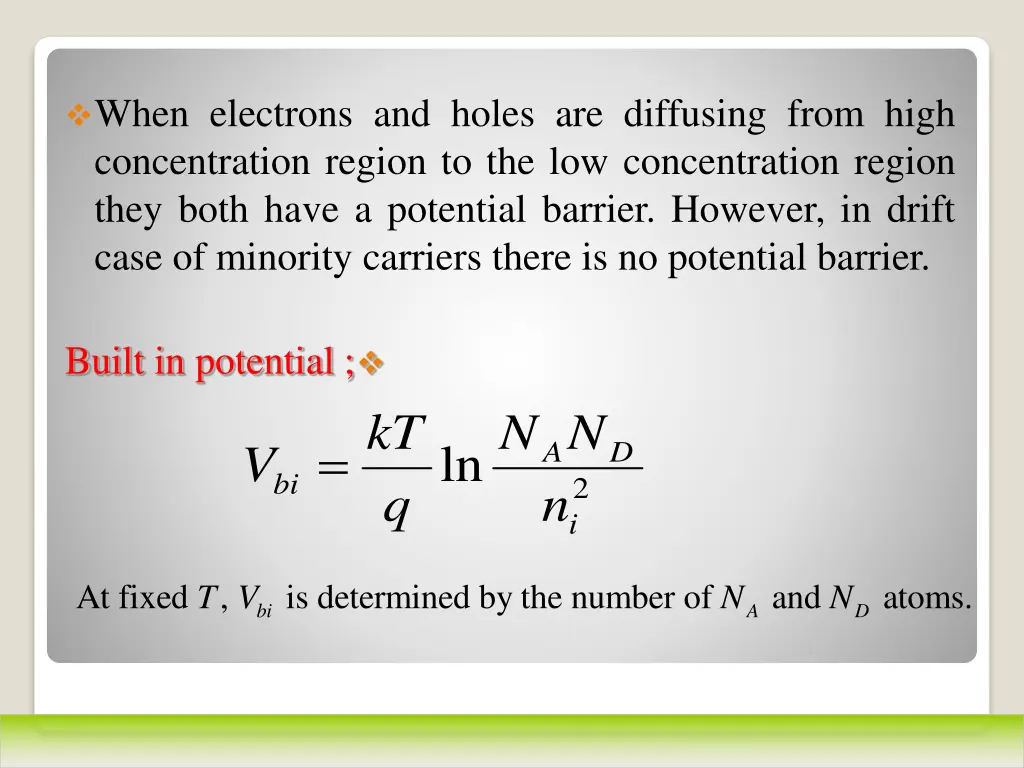 when electrons and holes are diffusing from high