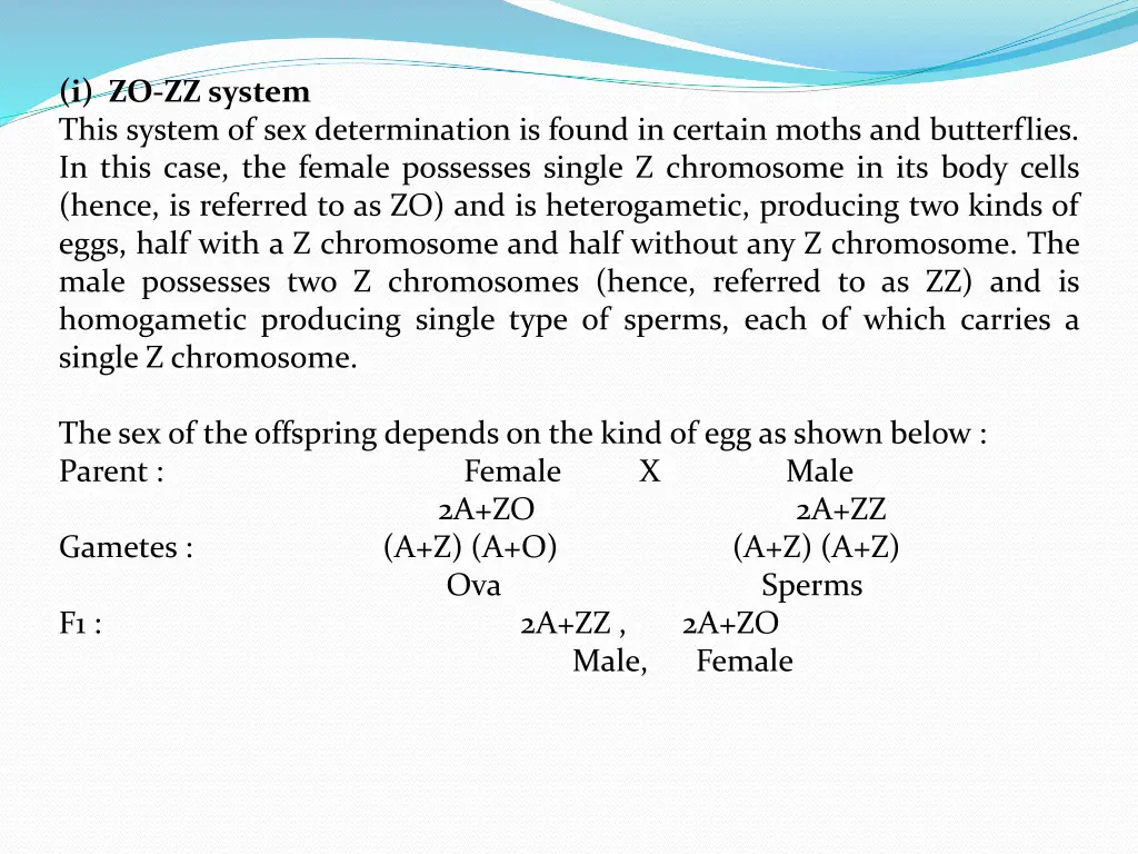 i zo zz system this system of sex determination