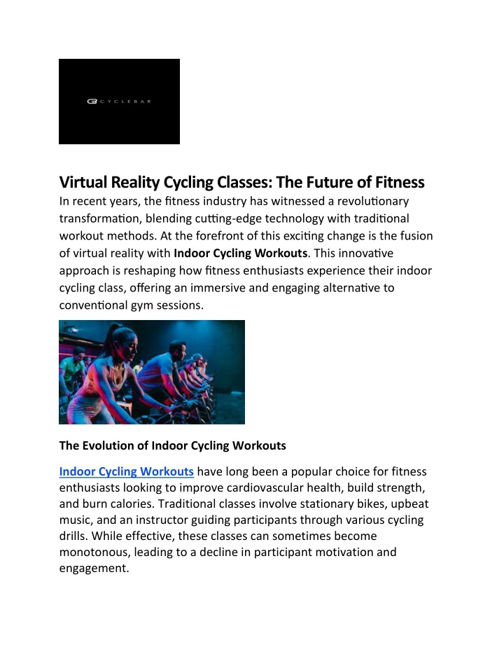 virtual reality cycling classes the future