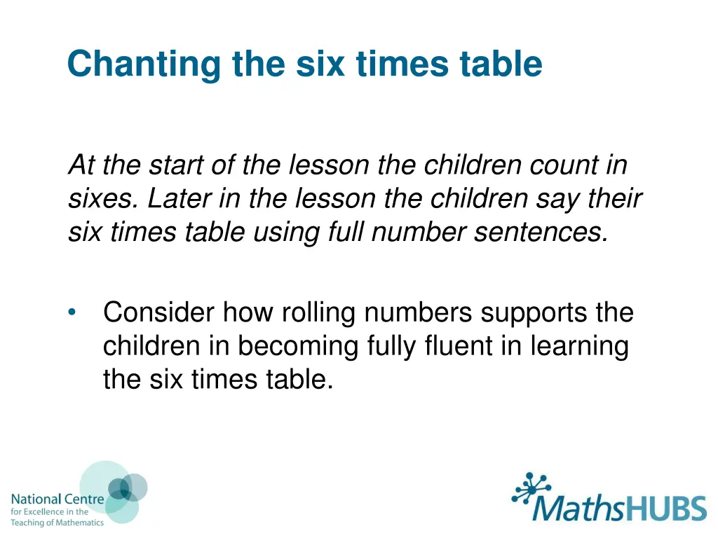 chanting the six times table