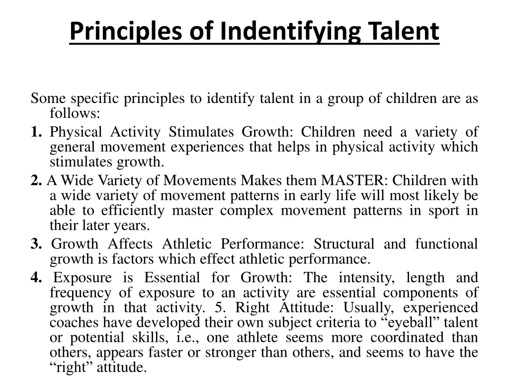 principles of indentifying talent