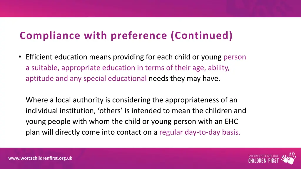 compliance with preference continued