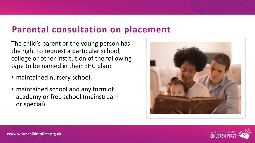 parental consultation on placement