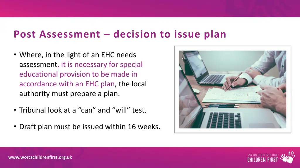 post assessment decision to issue plan