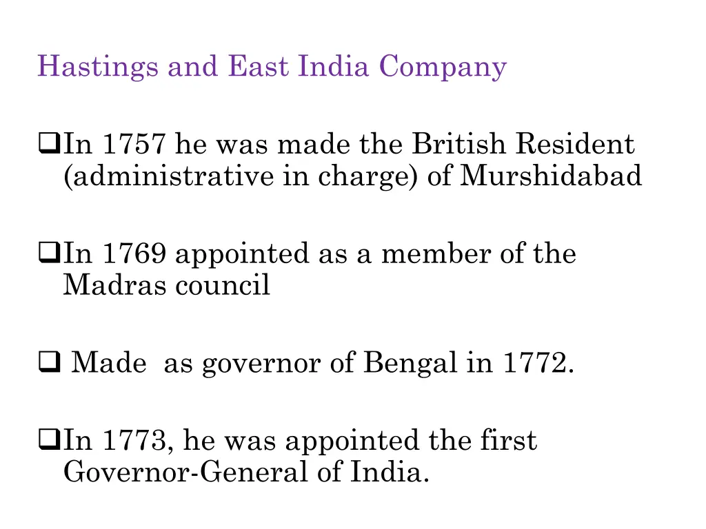 hastings and east india company