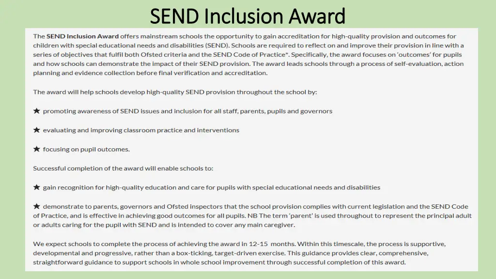 send inclusion award send inclusion award