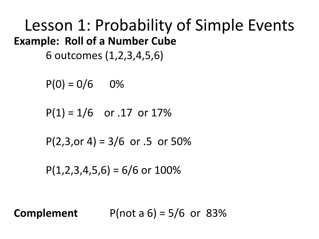 lesson 1 probability of simple events example