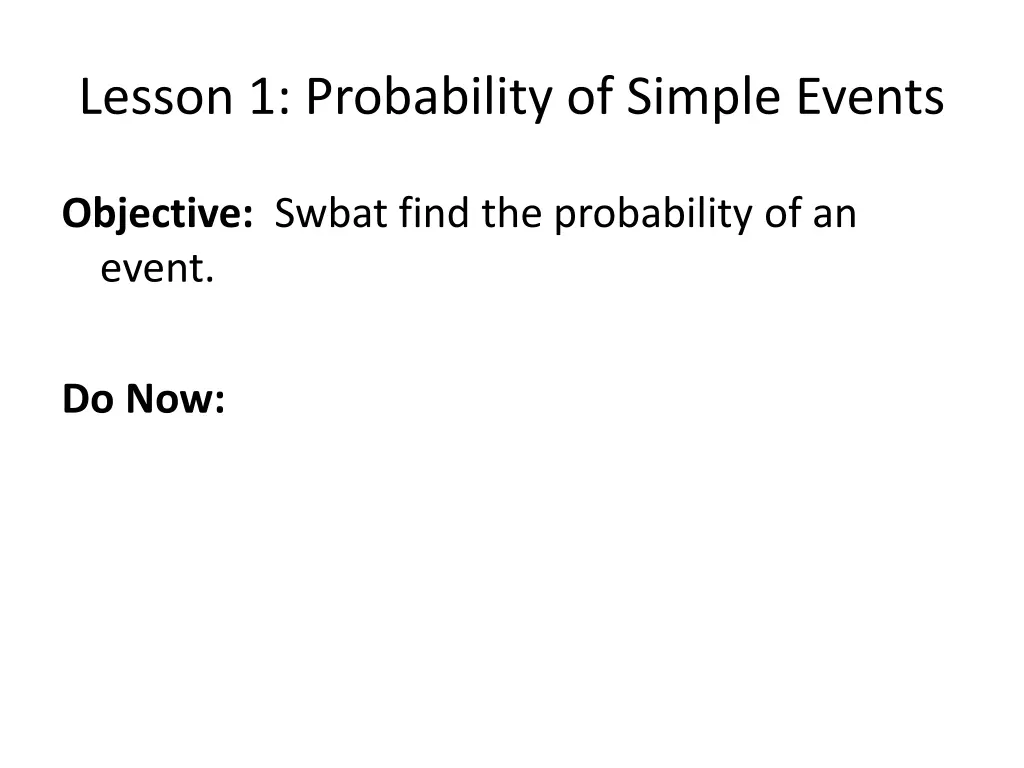 lesson 1 probability of simple events