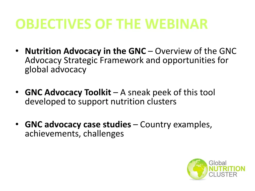 objectives of the webinar