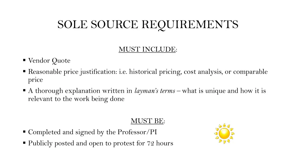 sole source requirements