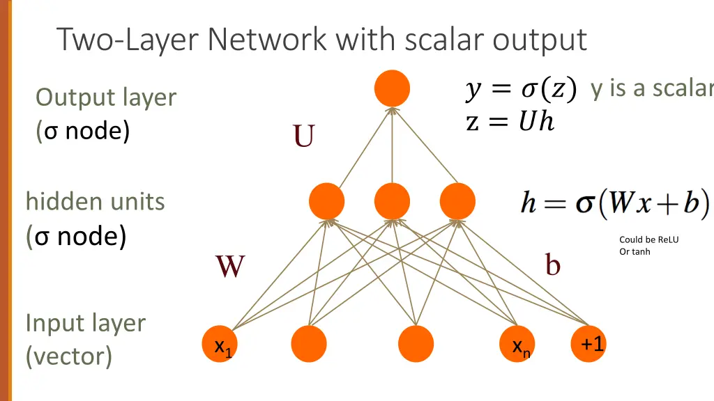 two layer network with scalar output 2