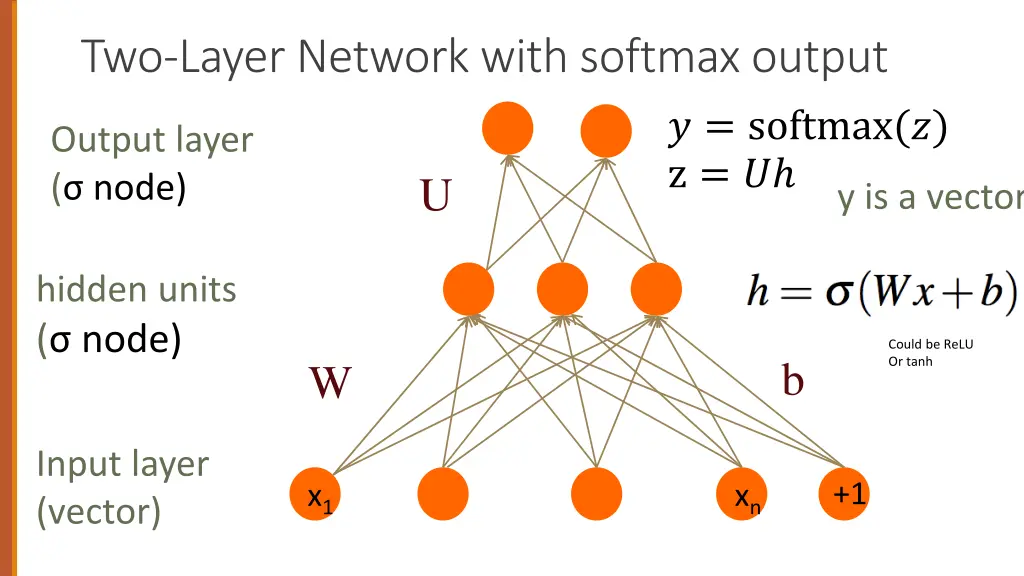 two layer network with softmax output