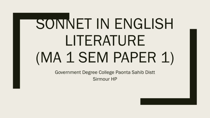 sonnet in english literature ma 1 sem paper 1