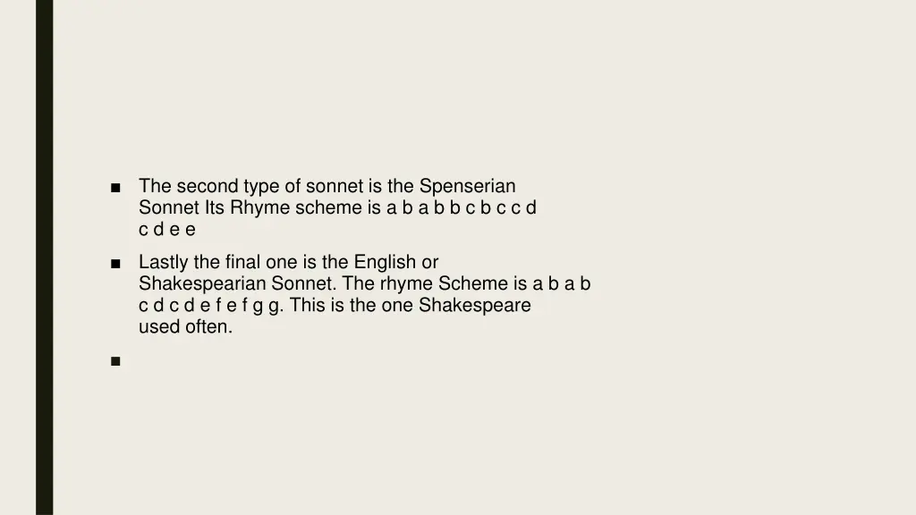 the second type of sonnet is the spenserian