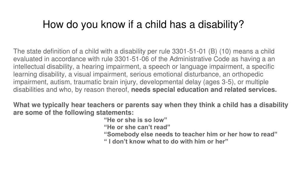 how do you know if a child has a disability