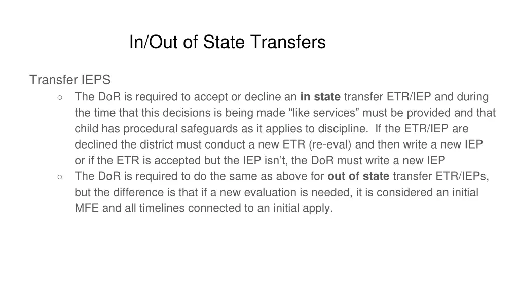 in out of state transfers