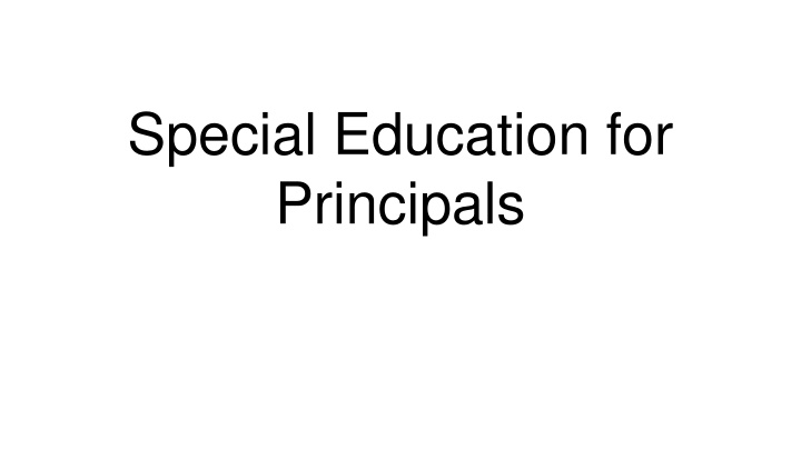 special education for principals