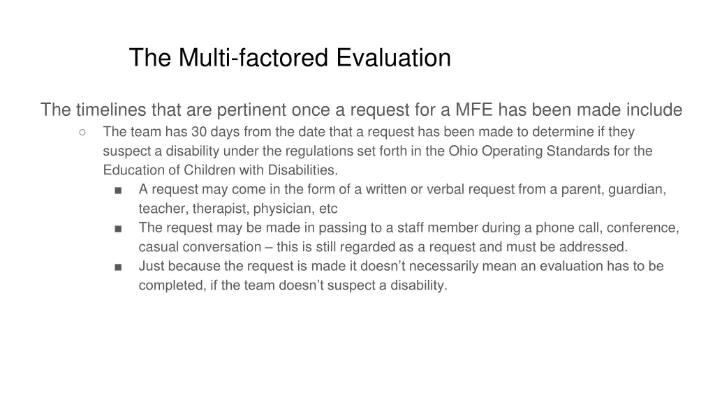 the multi factored evaluation