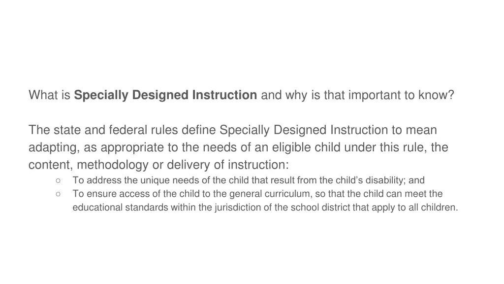 what is specially designed instruction