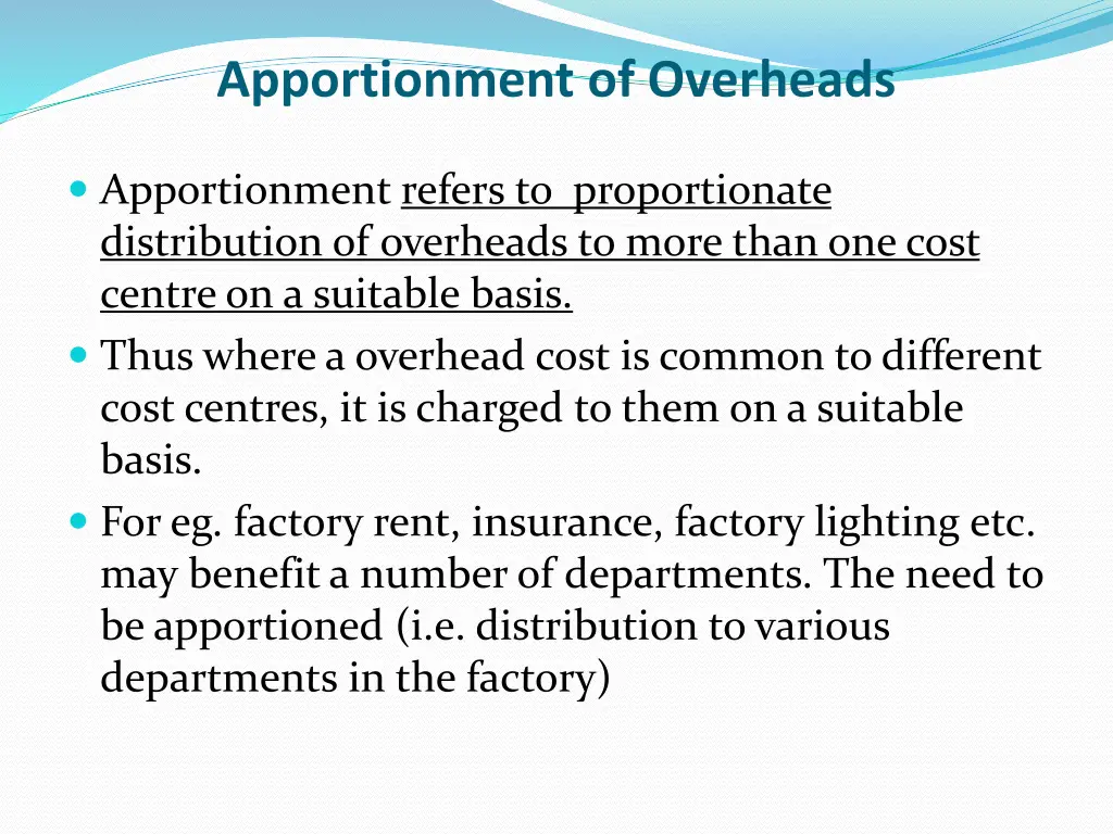 apportionment of overheads