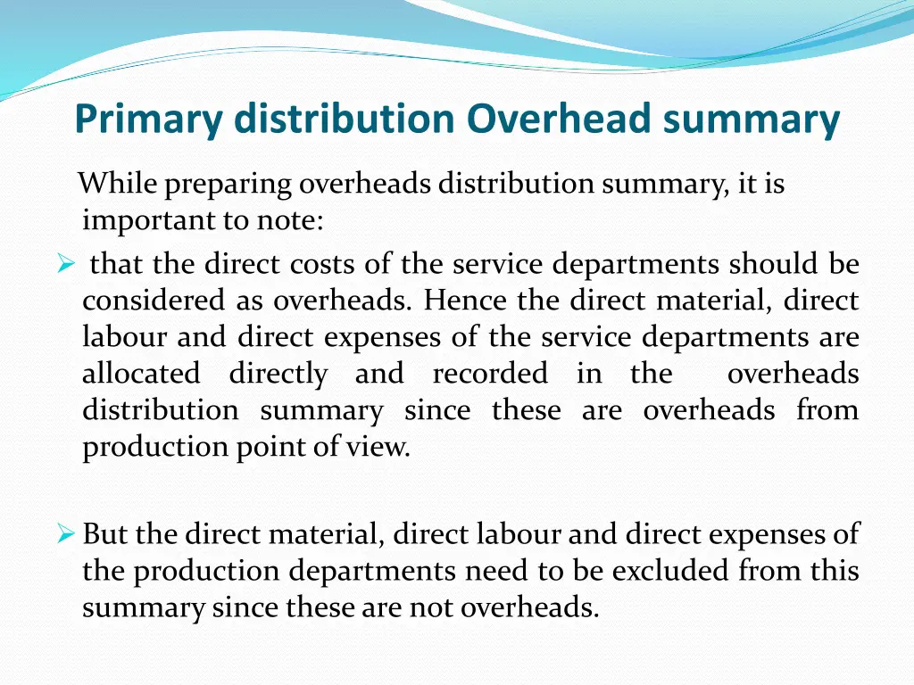 primary distribution overhead summary