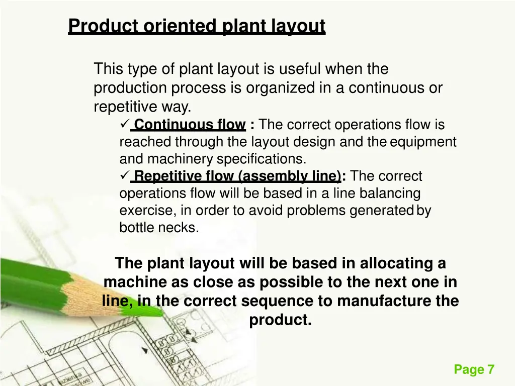 product oriented plant layout