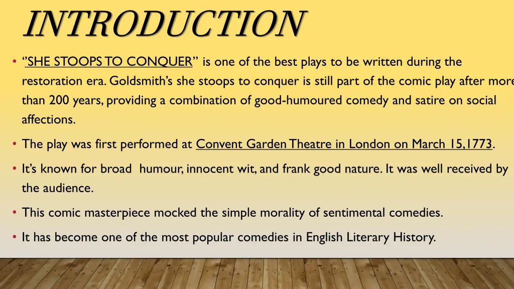 introduction she stoops to conquer