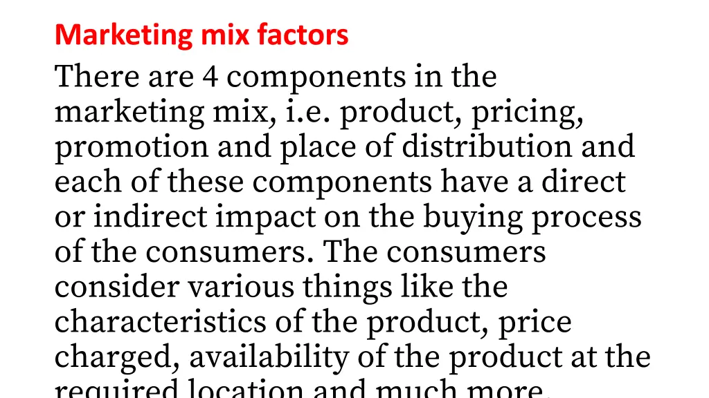 marketing mix factors there are 4 components