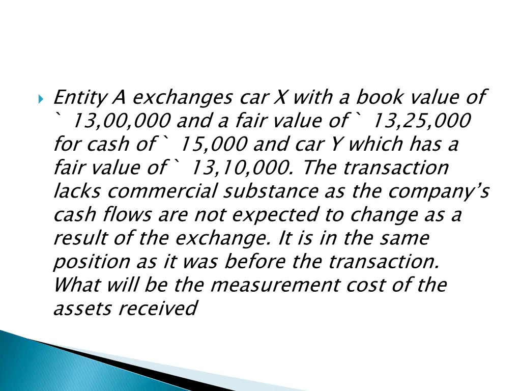 entity a exchanges car x with a book value