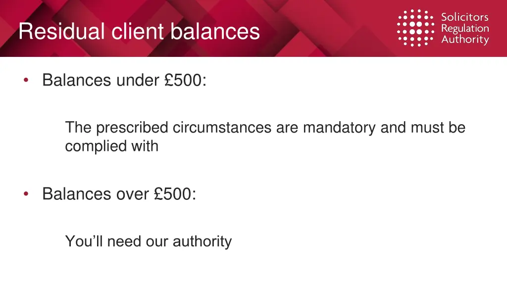 residual client balances