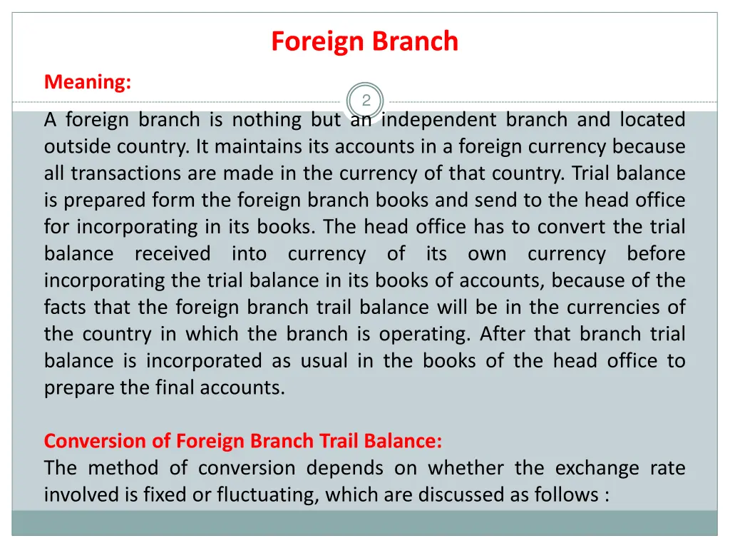 foreign branch